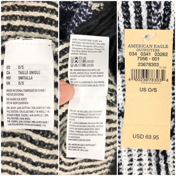 American Eagle l NWT Boho Black Open Front Poncho - Picture 7 of 8